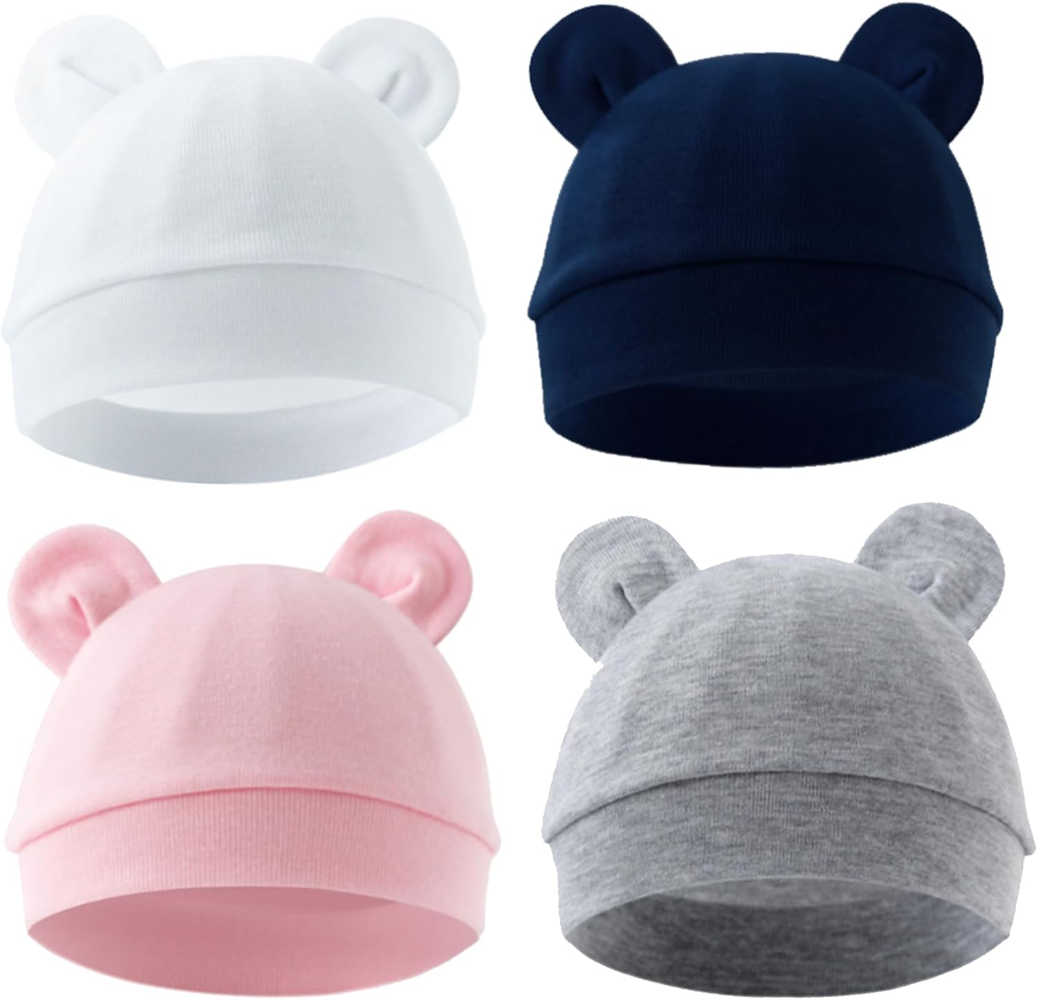 Jastore Newborn Baby Hat Bear Ears Infant Caps Baby Boy Girl Toddler Hats Infant Beanie Caps for 0-3 Months - Dark Khaki+Caramel, 2 image number 2