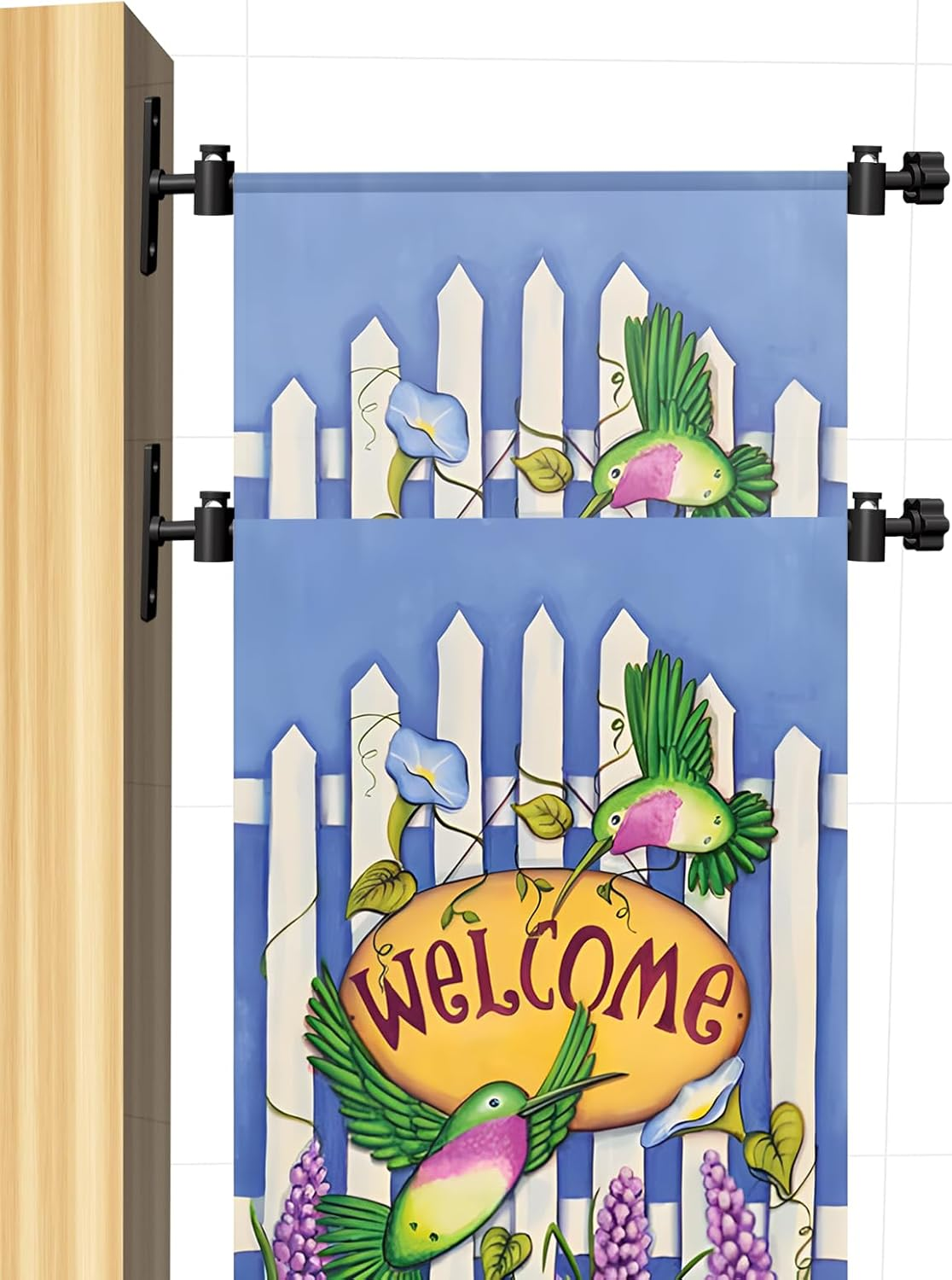 Balie Space Wall Garden Yard Flag Stand Pole for 12 X 18 Sign Decoration, Heavy-Duty Metal Solid Wall Bracket Mounted Mailbox Banner Holder Scroll Hanger for Holiday D&eacute;cor, Black, 2Pack image number 6