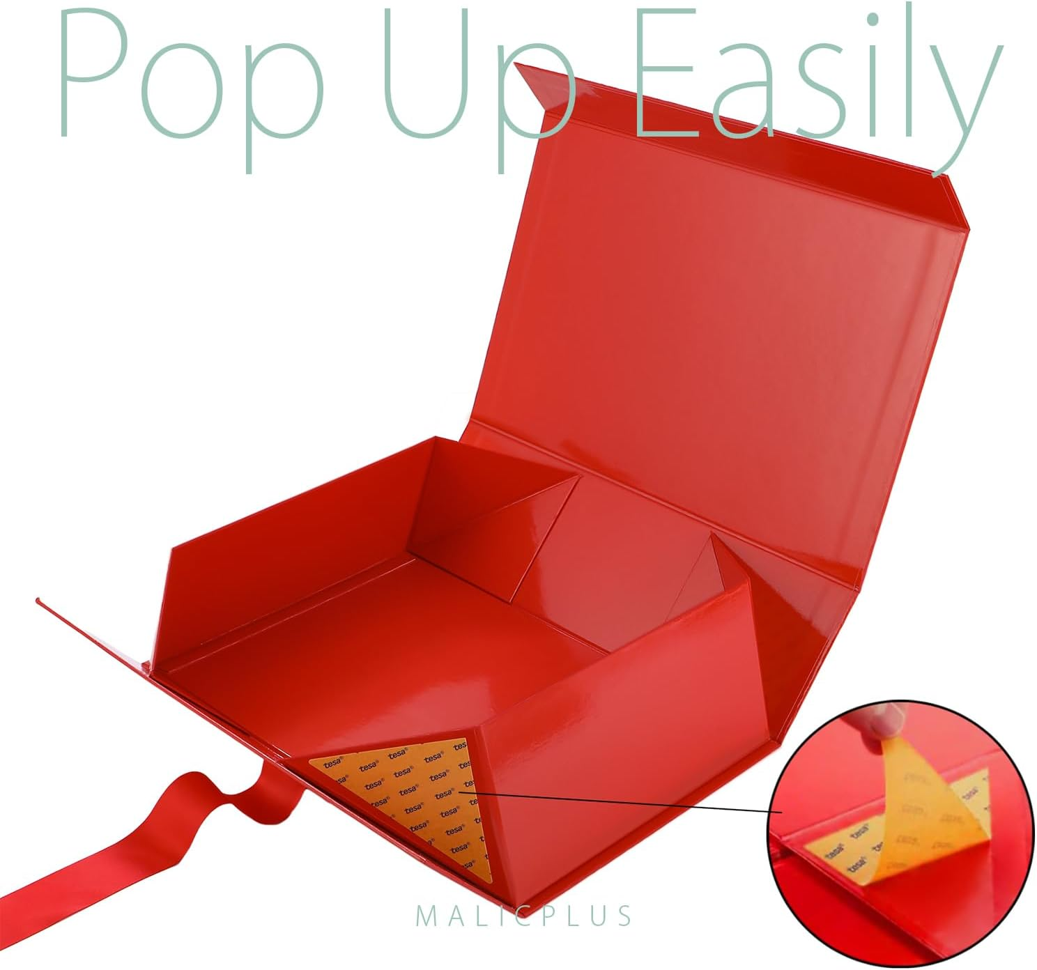 MALICPLUS 6 Large Red Glossy Gift Boxes with Lids, 34X22.5X10 CM, Magnetic, Luxury, Bridesmaid Proposal, Occasion: Gift-Giving, Size: 13.5 X 9 X 4.1 Inches