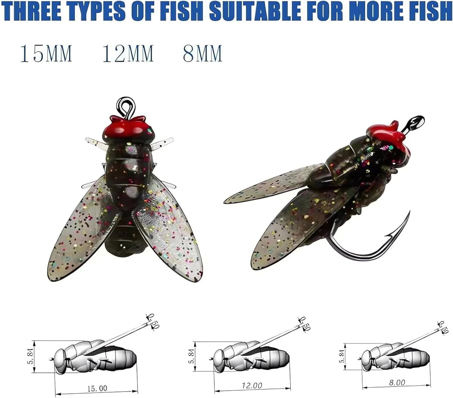 Bionic Fly Fishing Bait,20Pcs Fly Fishing Flies, Bionic Flies Fishing Lure, Bionic Fly Fishing Fly Hook, 2024 New Fly Hook Soft Bait Add Fish Attractant Fishing Gear image number 1