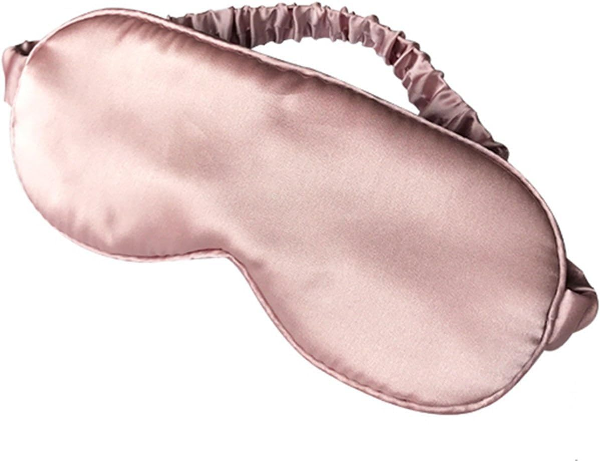 Mulberry Silk Sleep Eye Mask & Blindfold with Elastic Strap/Headband, Soft Eye Cover Eyeshade for Night Sleeping, Travel, Nap(Pink) image number 1