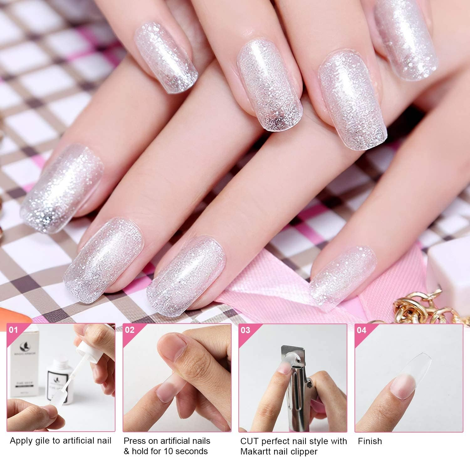 Hotolove 336Pcs Press on Nails Medium Length False Nail Tips-14 Colors Full Cover Artificial Ballerina Coffin Smooth Glossy Surface Press on Nails Kit with 7G Nail Glue and Nail File 14 Sizes Fake Nails for Women and Girls Nail DIY Manicure image number 1