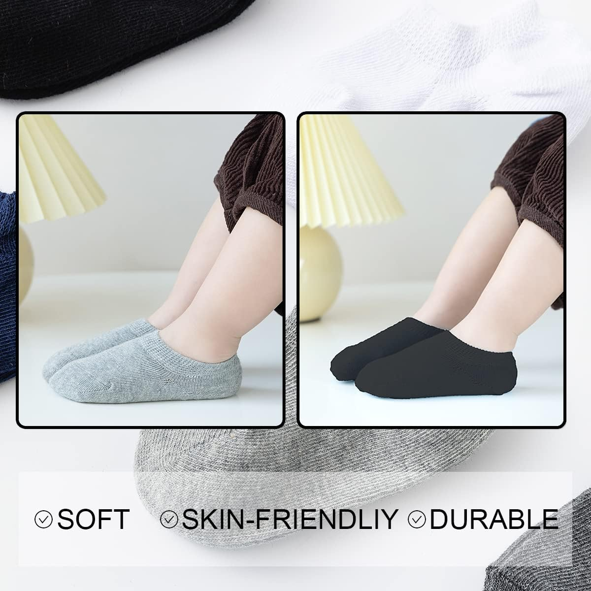 Marchare Baby No Show Socks Cotton Non-Slip Low Cut Socks for Girls Boys Infant Toddler Value Pack 6/10 Pairs