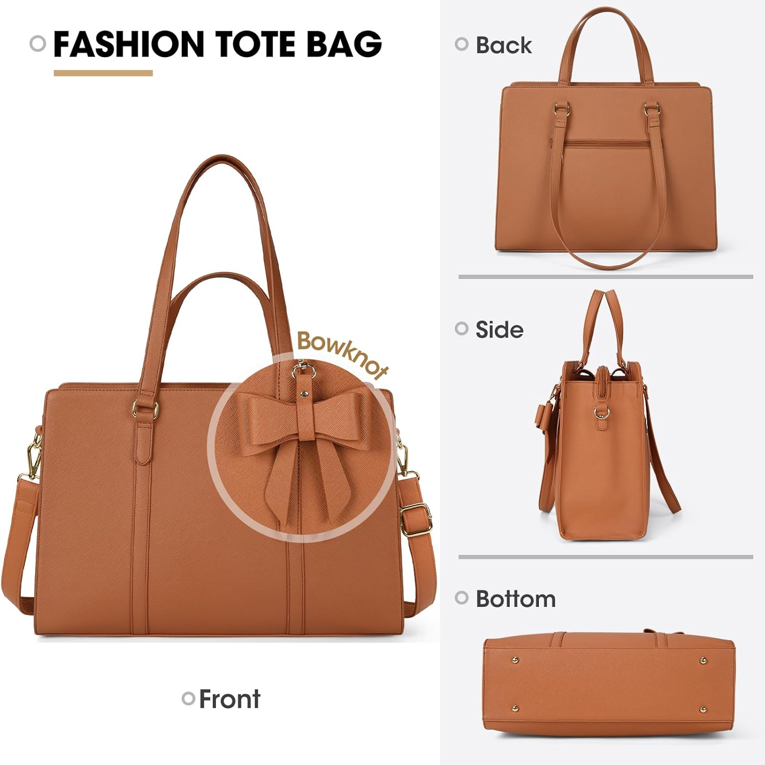Laptop Bag for Women 15.6 Inch Computer Bag Large Capacity Fashion Work Tote Bag Waterproof Leather Shoulder Bag Business Office Travel Handbag image number 6