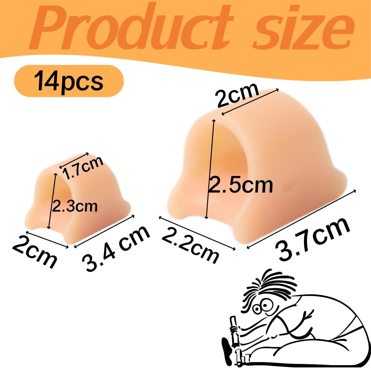 14Pcs Hammer Toe Straightener, Hammer Toe Corrector, Toe Straighteners for Curled Toes, Crooked, Bunion, Overlapping Toes (Size M & L)