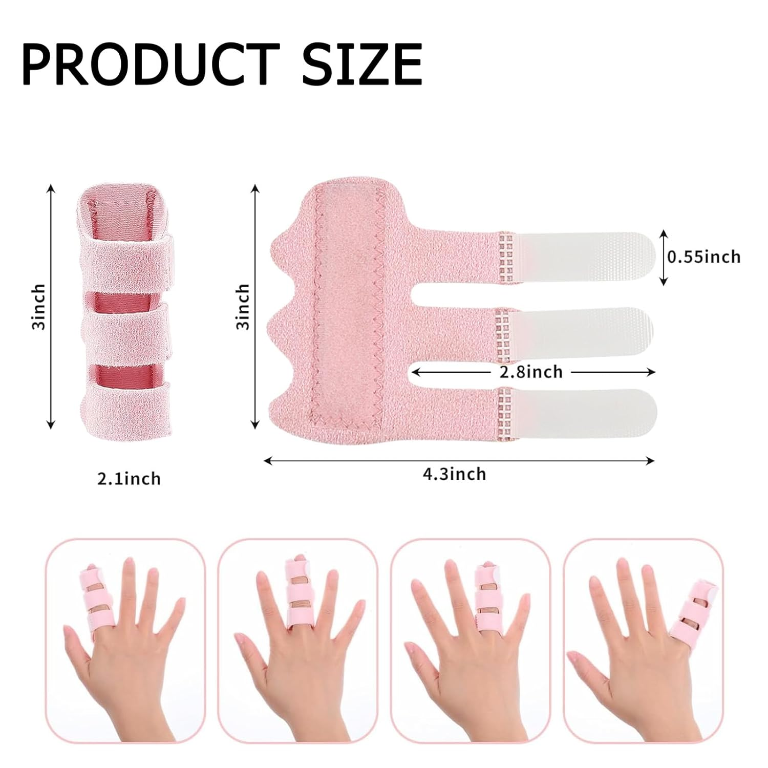 Finger Splint - 4 Pcs Trigger Finger Splints Brace for Broken Finger Protection, Knuckle Immobilization, Straightening Arthritis Pain Relief (Pink) - Pink image number 3