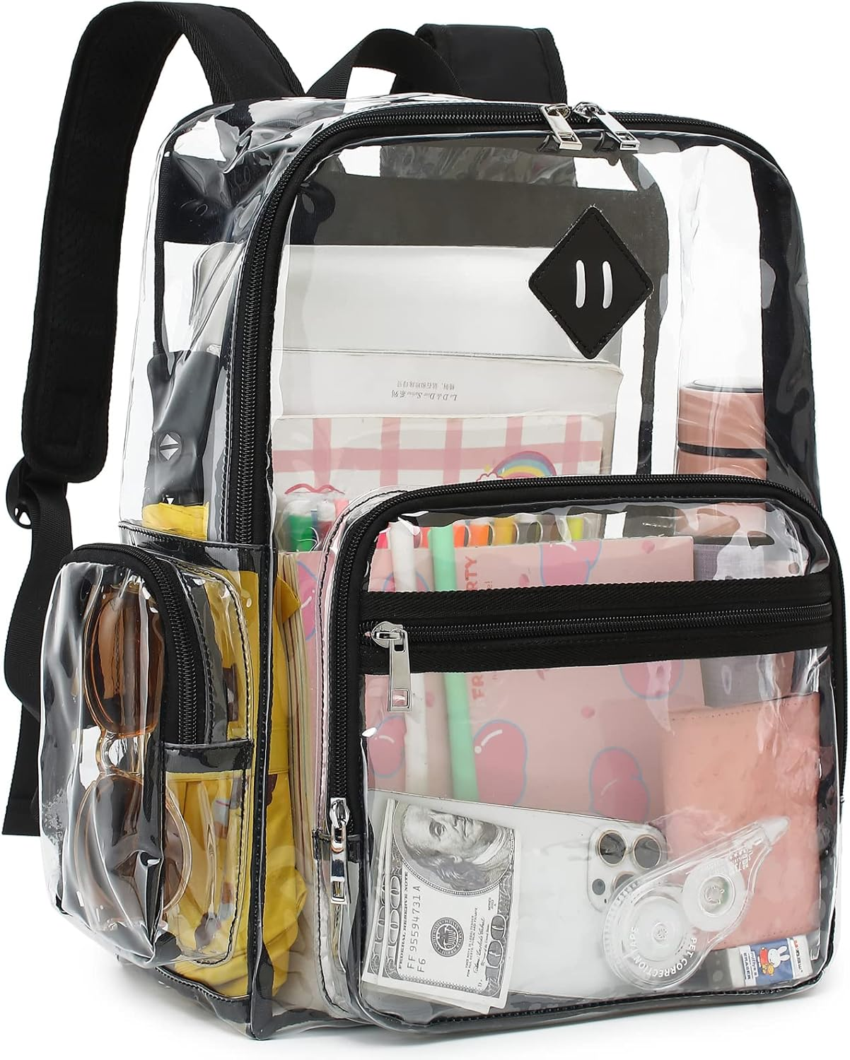 Fuyicat Heavy Duty Clear Backpack for Girls Boys Women Men, PVC Transparent School Backpacks See through College Bookbag