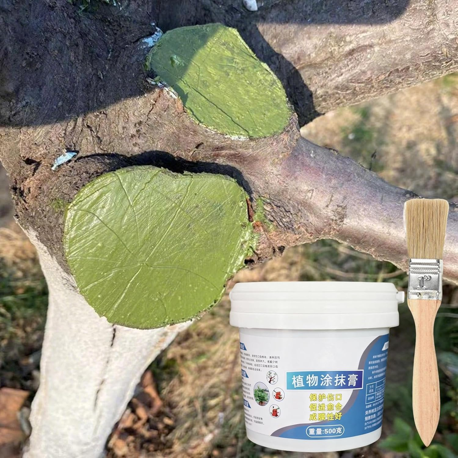 Tree Pruning Sealer - Pruning Grafting Tree Sealer Paint,500G Trunk Branch Paste, Weatherproof Coating with Brush for Flowers Fruits Bonsai Park Farming Backyard image number 4