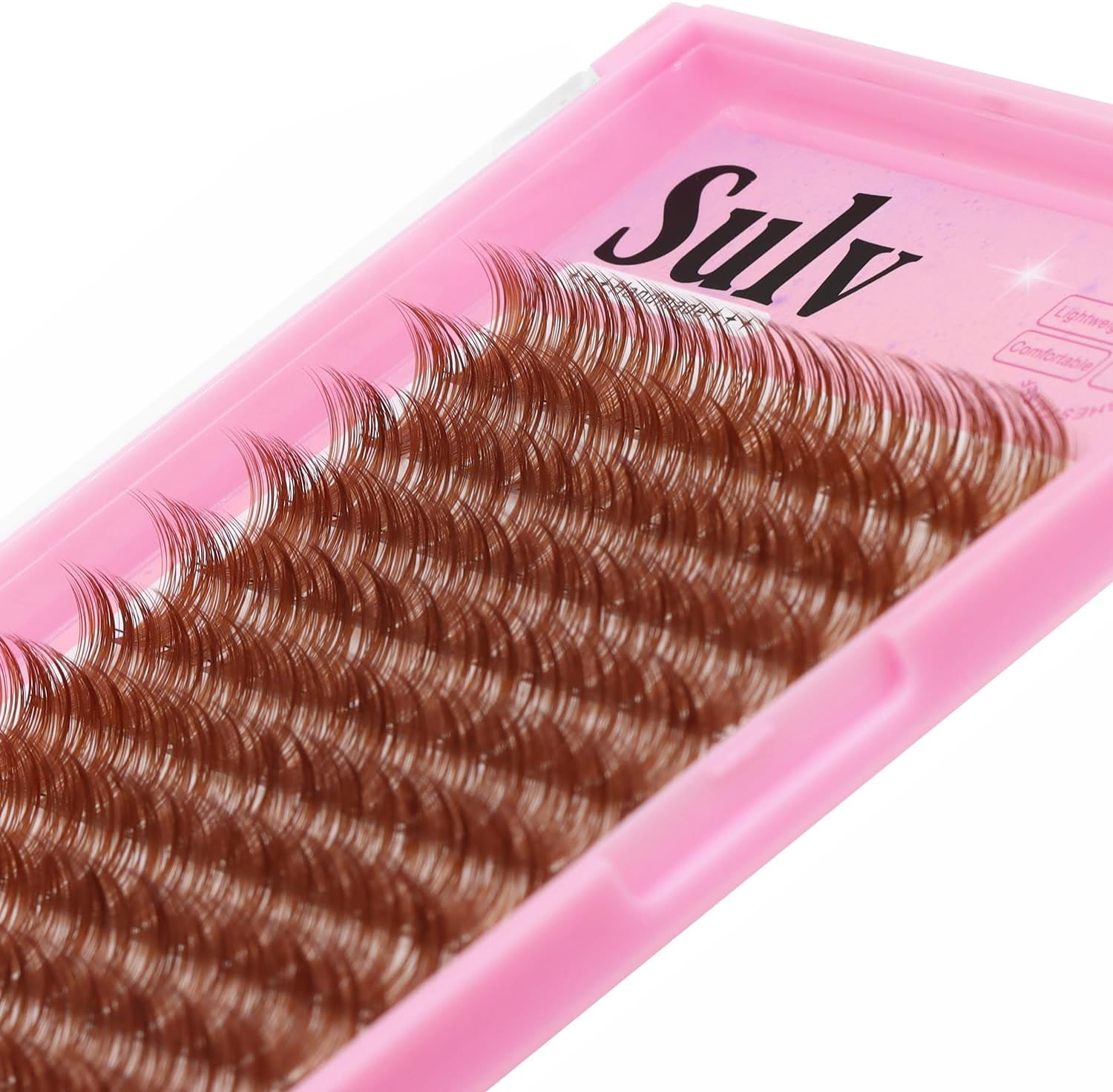 SULV Light Brown False Eyelashes Clusters 144Pcs D Curl 8-20Mm Mixed Eyelash Clusters Eyelash Extensions Soft Comfortable Material Dramatic Eye Lash (C#Zz-Light Brown-12-14-16Mm Mixed) image number 4