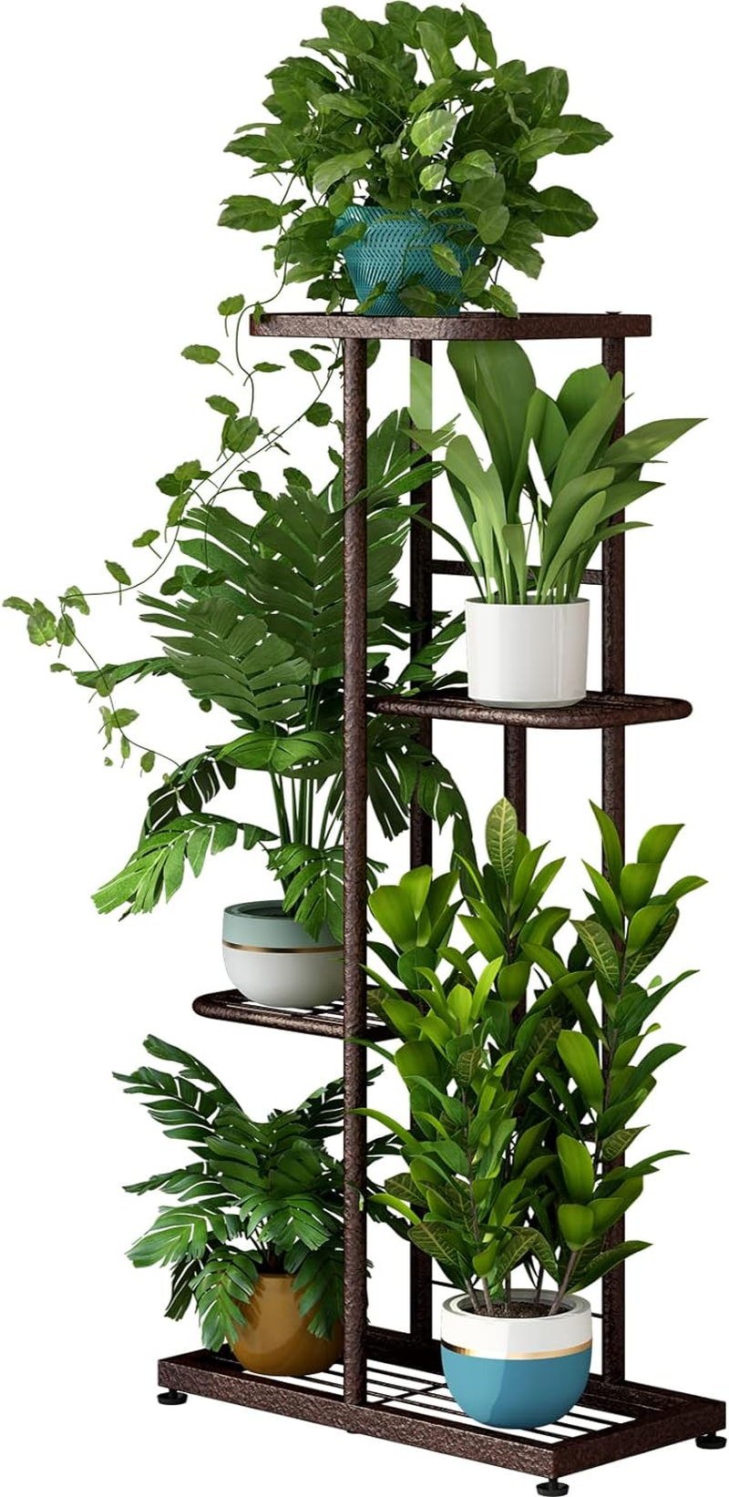 LINZINAR Plant Stand Metal 7 Tier 8 Potted Multiple Flower Pot Holder Shelf Indoor Outdoor Planter Display Shelving Unit for Patio Garden Corner Balcony Living Room, Bronze image number 3