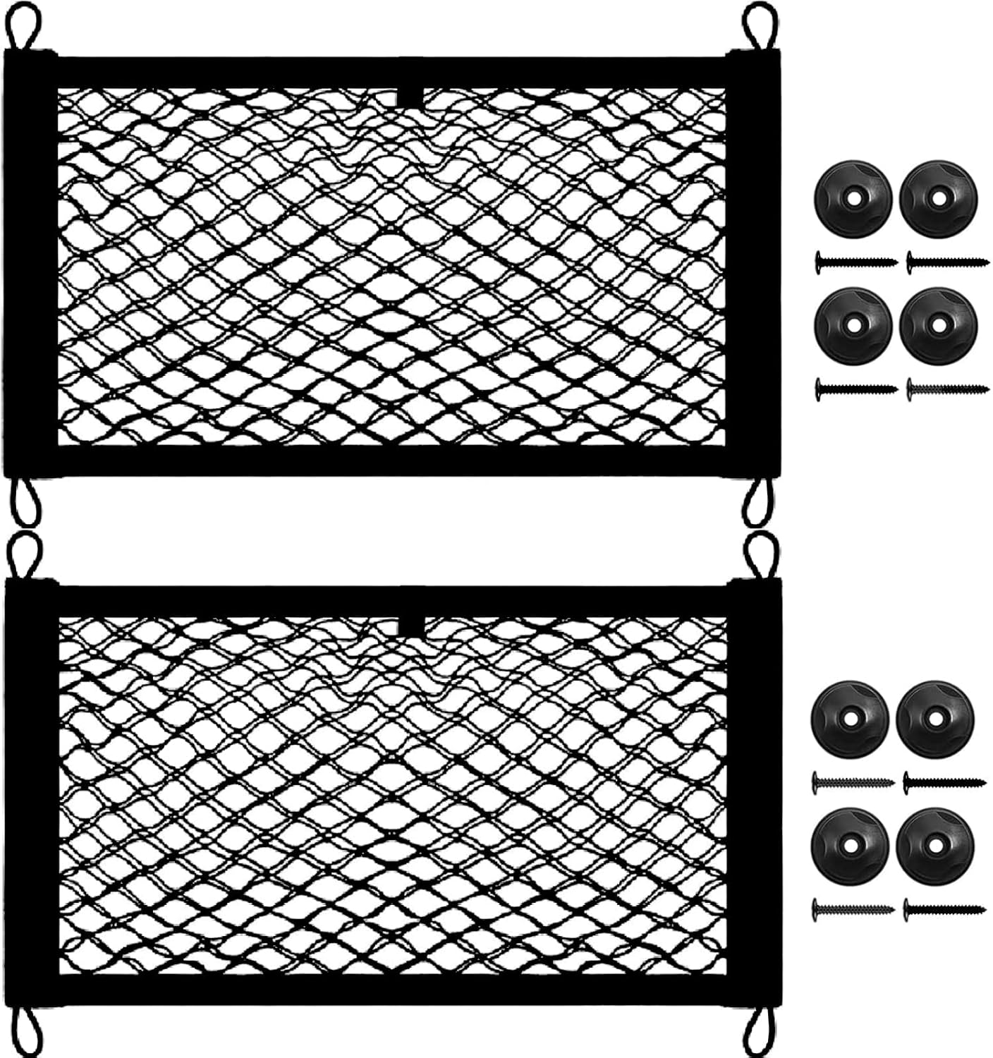 [2 Pack] Cargo Storage Net, DEDC Cargo Net Pocket Universal Accessories Elastic Automotive Large Cargo Net Storage Mesh Pocket with 8 Mounting Screws, Hooks for Truck Car SUV Boats (28.7"X9.8") image number 5