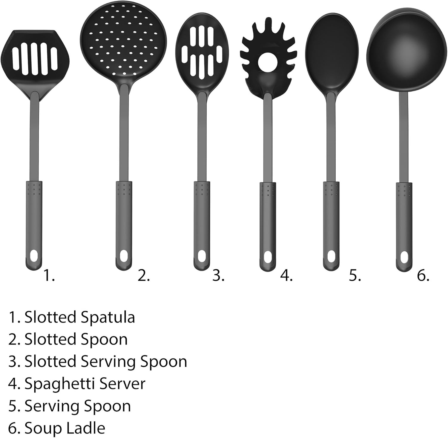 Chef Buddy Kitchen Utensil and Gadget Set- Includes Plastic Spatula and Spoons by - Cookware Set on a Ring (Six Piece Set)- Kitchen Essentials image number 3