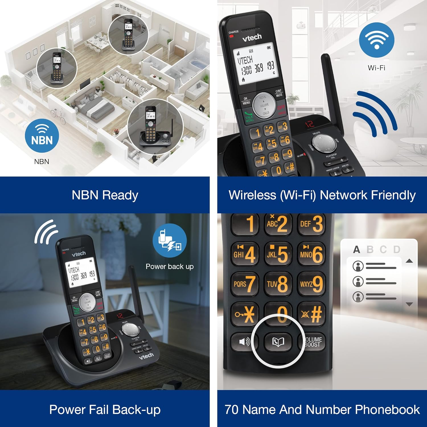 Vtech CLS21050 DECT Cordless Phone with Handsfree Speakerphone, Digital Answering Machine, 70 Name and Number Phonebook, Volume Booster, Call Block, 5 Last Number Redial, Keypad Backlight image number 6