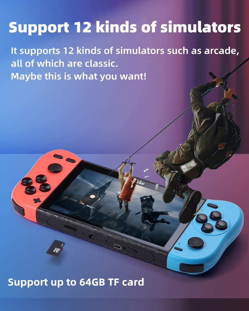 CZT 5.1 Inch Video Game Console Color Cool HD Handheld with 12000 Game Arcades/Cps/Md Multiple Simulators Video Music HDMI HD TV Output Nostalgic Gifts (Black) image number 6