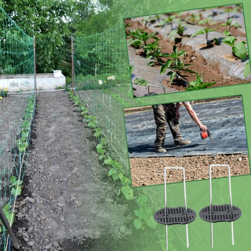 200Pcs Garden Stakes Staples Kit, Betterjonny 100Pcs U-Shaped Landscape Staples,100Pcs Fixing Gasket,Heavy Duty Securing Pegs Galvanized for Lawn Securing Ground Fabric Tents image number 1