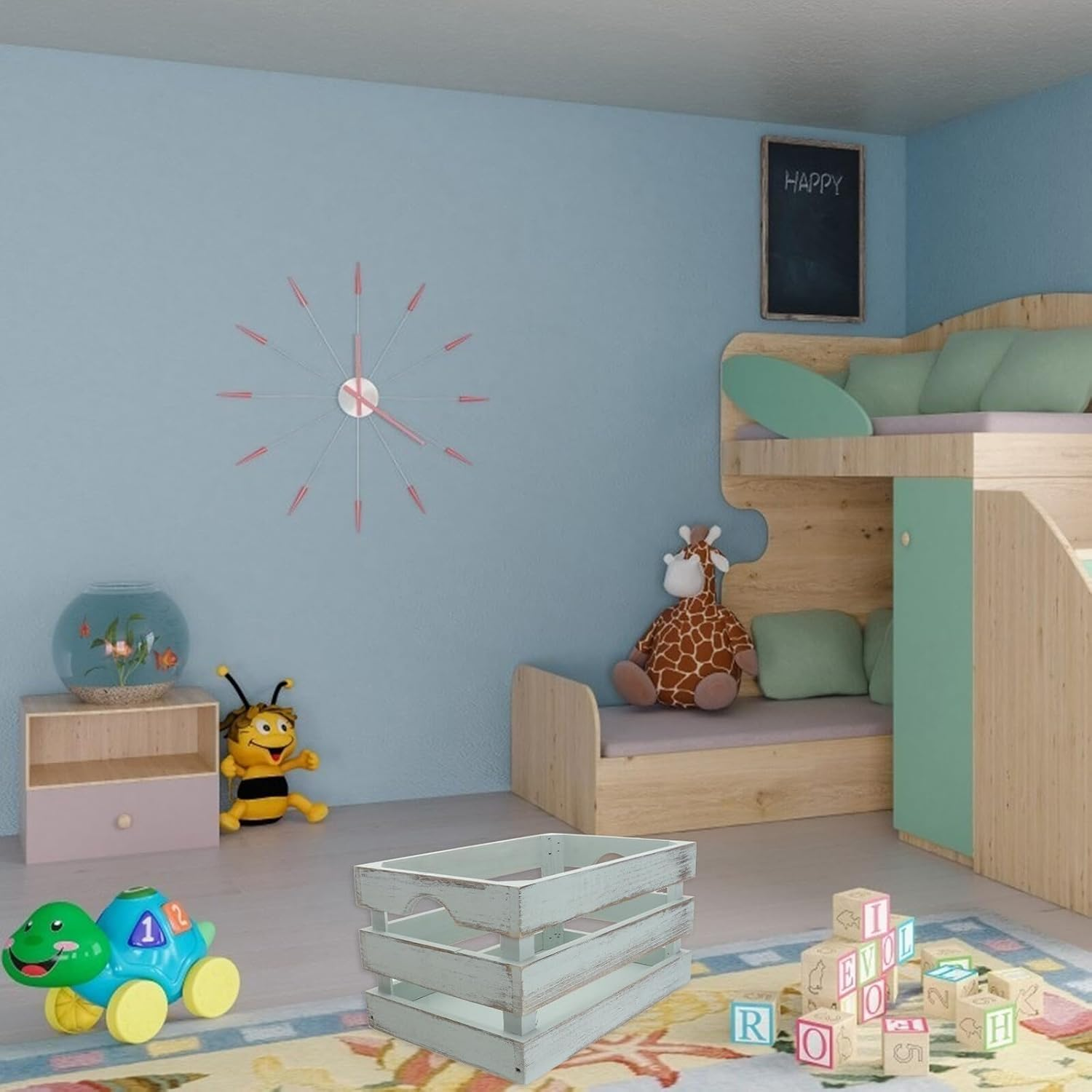 NUOBESTY Solid Wood Storage Box 30X20X16Cm Green Vintage Finish Multi-Purpose Container for Toys Cosmetics Sundries Home Office Organization image number 3