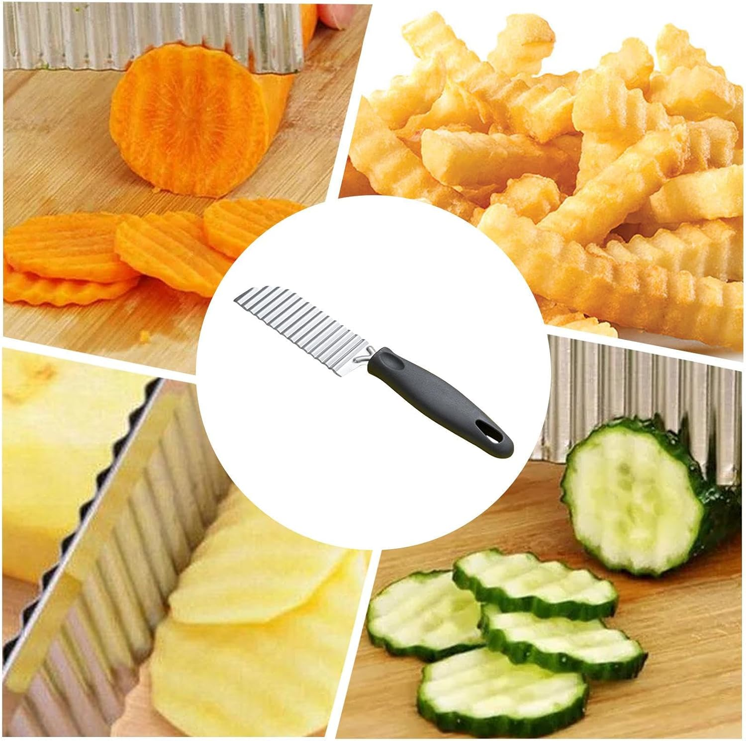 Crinkle Cutter | Kitchen Crinkle-Cut Wave Slicer,Handheld Ergonomic Chopper Tools for Cutting Vegetable Fruit Corn Cucumber Bread Home Cooking