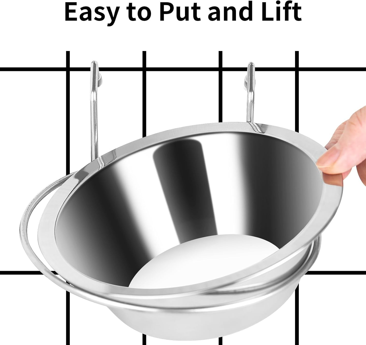 2PCS Kennel Water Bowl Hanging,Stainless Steel Puppy Bowls for Small Dog Cage,Kennel, Crate, Catio Accessories,Dog Crate Water Bowl, Dish Feeder Food Holder No Spill(8Oz/1Cup) image number 2