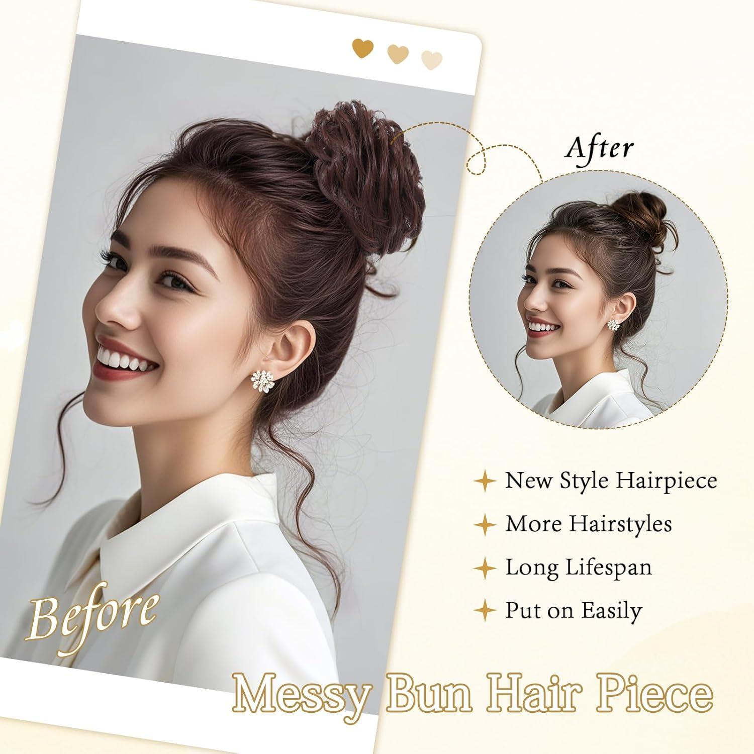 Cesomeey - 1.【Product Properties】: Messy Bun Hair Clip Is Made of High Quality Matte Faux Silk, Soft to the Touch, Natural Tone, More Hair and a Fuller Look image number 6