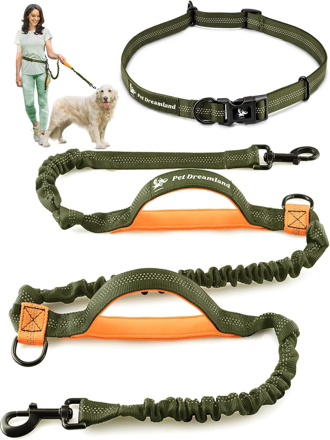 Exquisite Hands Free Dog Leash for Running | Waist Leash for Walking, Jogging, Cycling and Training W. Adjustable Belt and Retractable Bungee | Pet Hiking Gear Pack | Medium and Large Dog Lead Walker image number 3