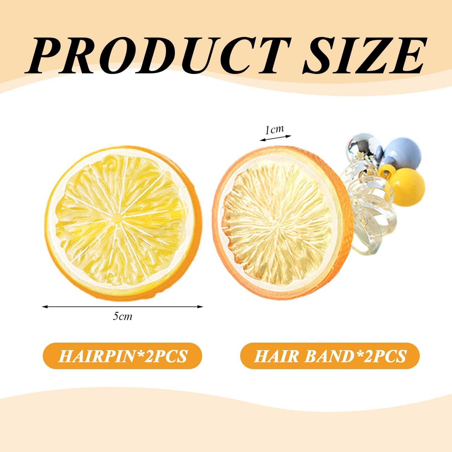 Pack of 2 Orange Hair Clips and 2 Orange Hair Rings, Cute Hair Accessories, Creative Styling Hair Accessories, Accessories for Hairstyle Decoration. image number 1