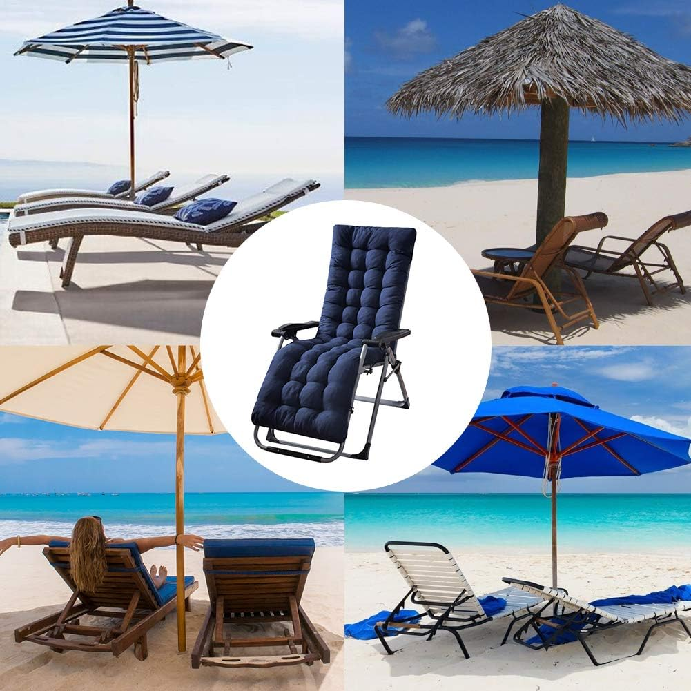 Sun Lounger Cushion, Chaise Lounge Cushion Extended for Outdoor (Dark Blue) image number 1