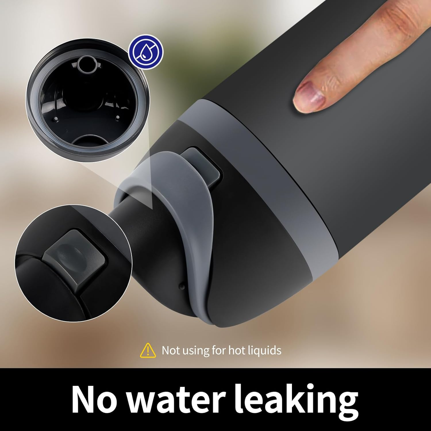 Replacement Lid for OWALA Freesip Cup 16Oz, 24Oz, 32Oz, 40Oz -Leak-Proof Accessories Kit - 2 Owala Silicone Stoppers Included (Black & Grey) image number 3