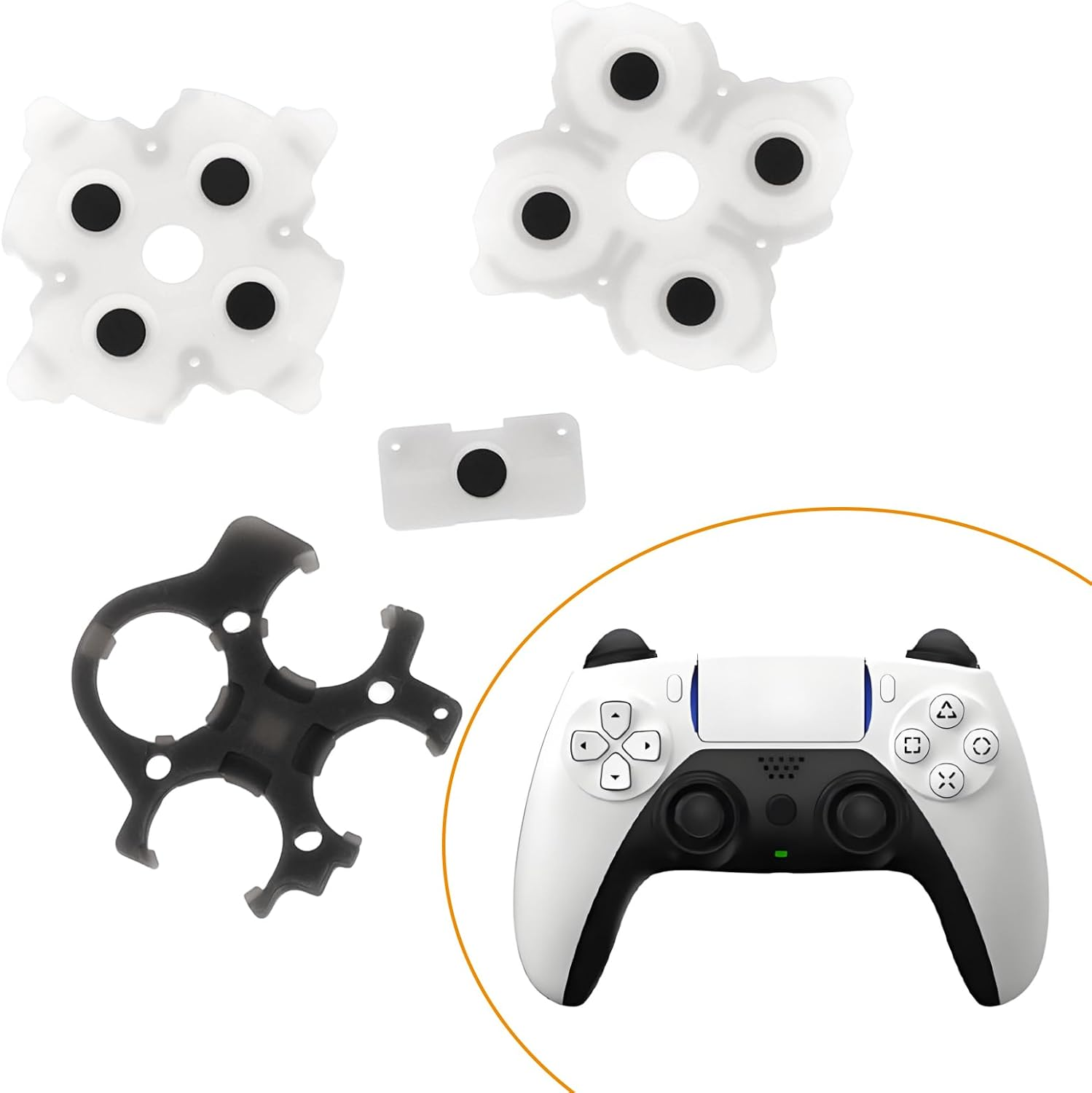 VGOL 2 Sets Silicone Button Rubber Pads Replacement Compatible with PS5 Dualsense Controller BDM-030 image number 5