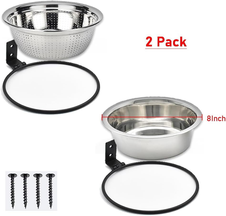 Sturdy and Easy Clean Feeders for Outdoor. Squirrel and Bird Feeder for outside Tree/Fence(2 Pack), Removable Metal Bowl Feeder, with Drainage Holes, Adding 1 for Squirrel Watering or Bird Bath/Swim image number 6