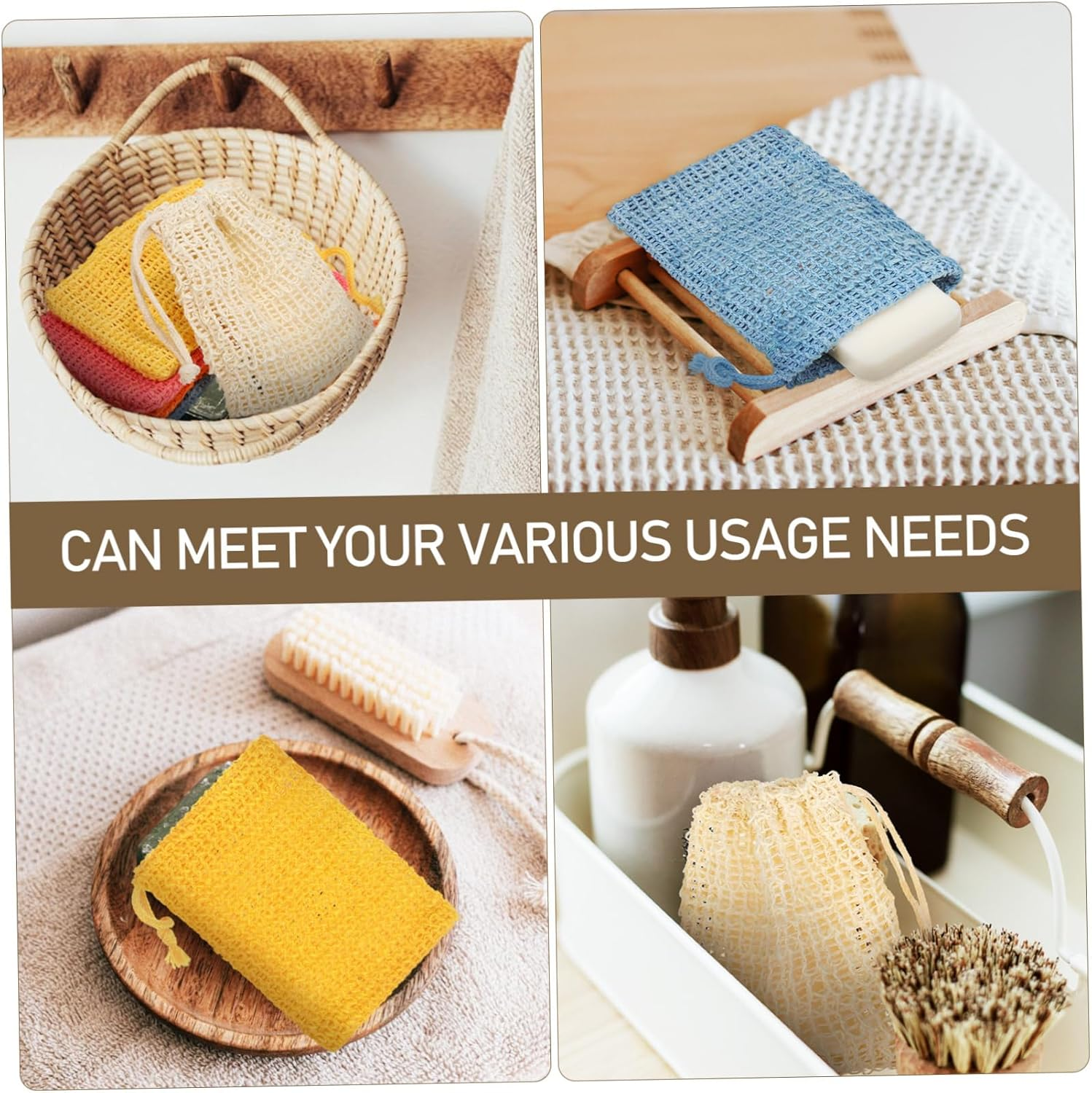 Anneome 10 Pack Soap Bags Cotton Linen Exfoliating Mesh Pouches for Shower Soap Bars Holder Easy Clean image number 6