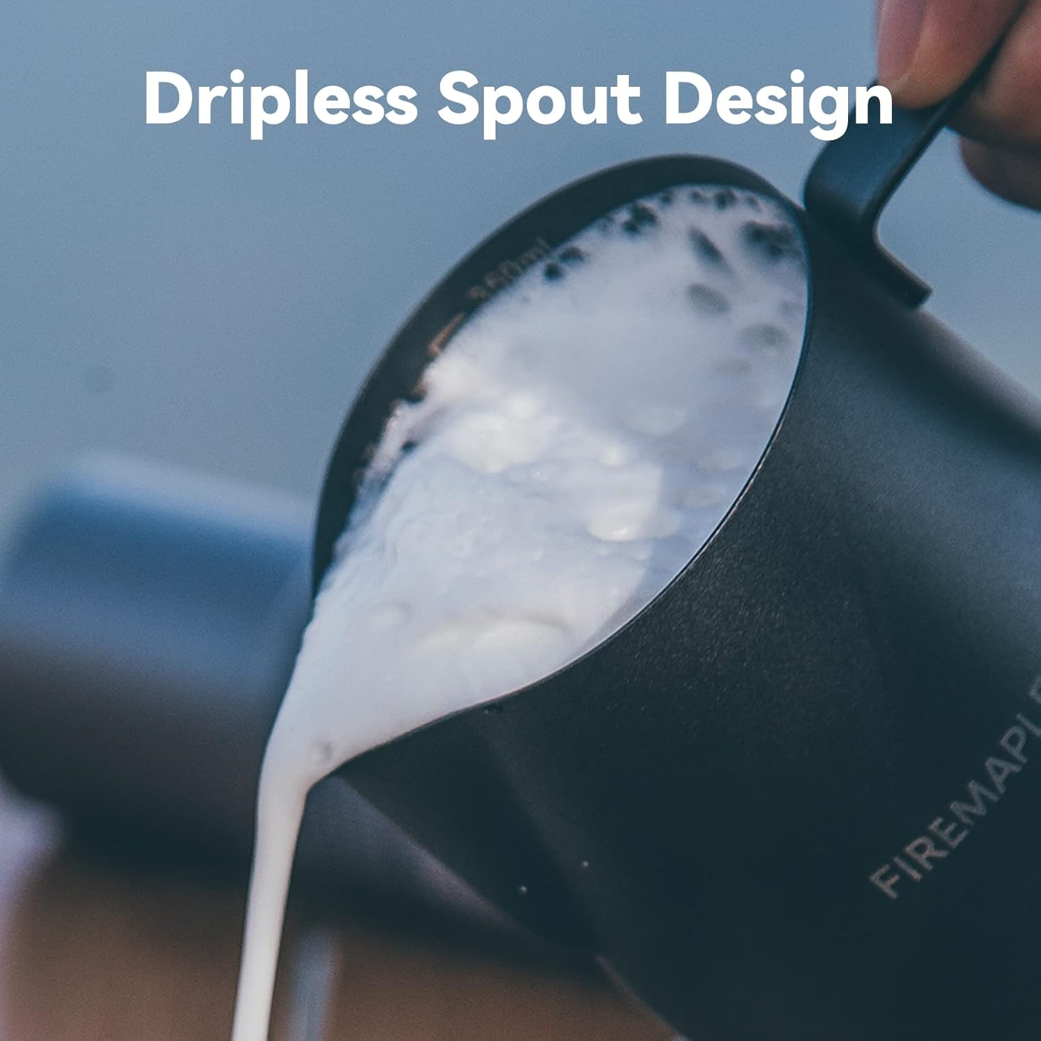 Firemaple Orca Milk Frothing Pitcher 12Oz, Black-Espresso Milk Steaming Pitcher Suitable for Coffee, Latte and Frothing Milk, Ideal for Camping, Travel, Office, Home