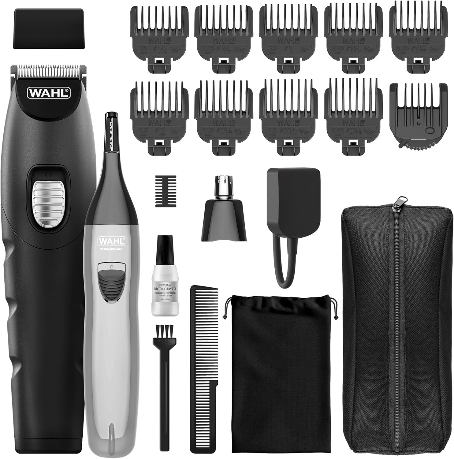 Wahl Ultimate Trimmer Combo Mens Beard Trimmer, 21 Piece Kit, Lithium Ion Battery, 4 Hour Runtime, Also Includes Personal Trimmer with Head Attachments for Ear,Nose and Eyebrow Trimming. image number 5