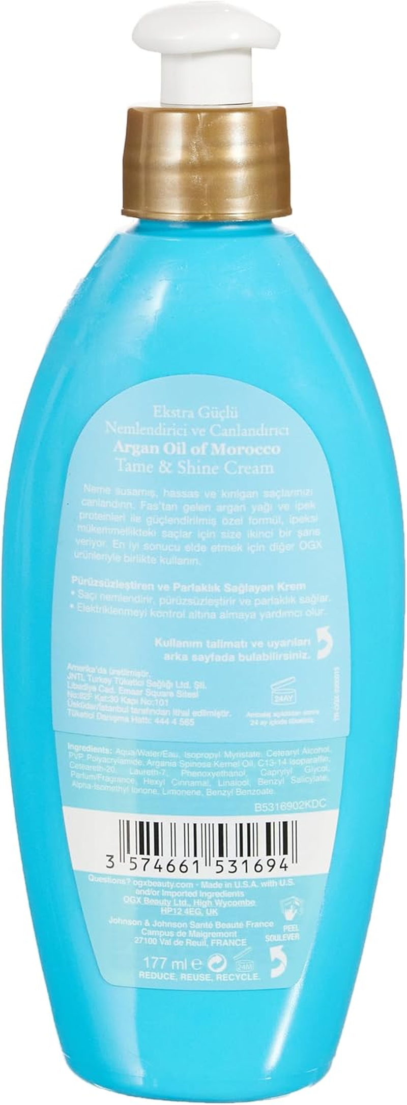 Ogx Flexible Control Shine + Hydrate Argan Oil of Morocco Tame & Shine Cream for Frizzy Hair 177Ml|Hydrates Hair, Control Fizz, Flyaways & Define Strands (Pack of 2) image number 3
