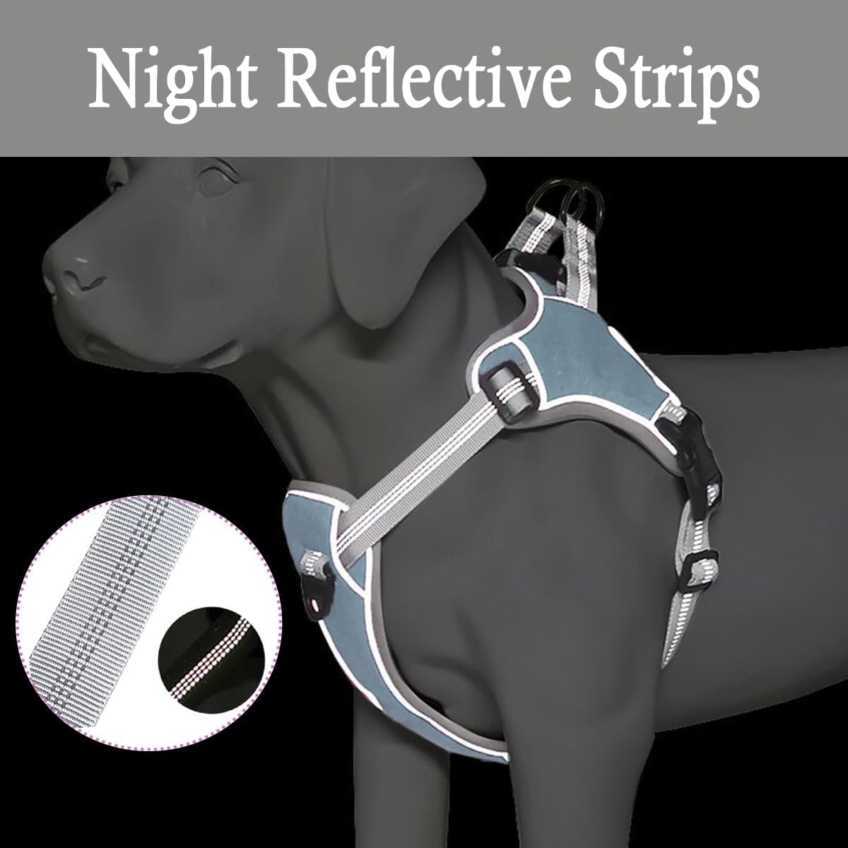 Agoumlux Dog Harness Anti-Pull Harness Adjustable Reflective Chest Harness for Large Medium Small Dogs, Blue, S image number 6