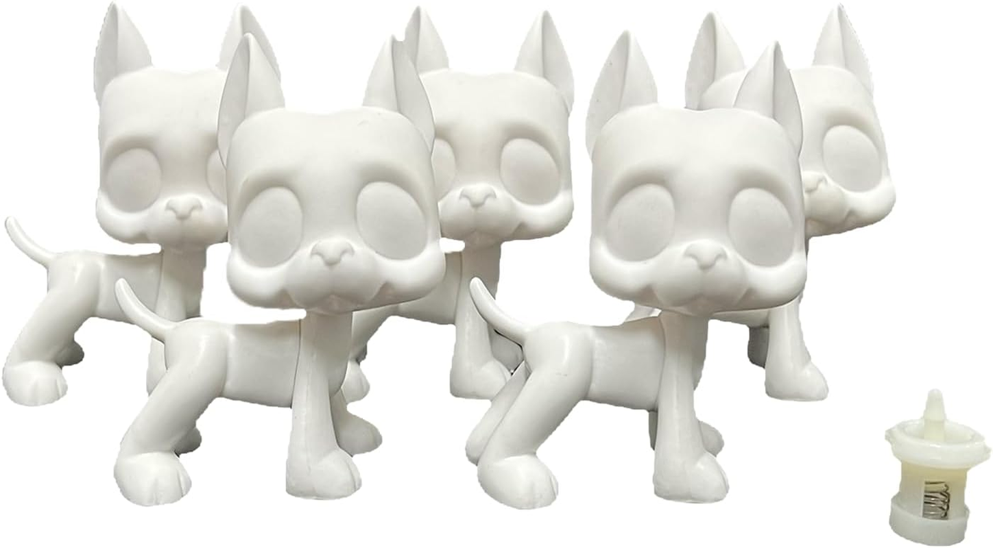 5Pcs/Lot White Base for Pet Shop Great Dane Custom DIY Paint Design Your Pet (Blue)