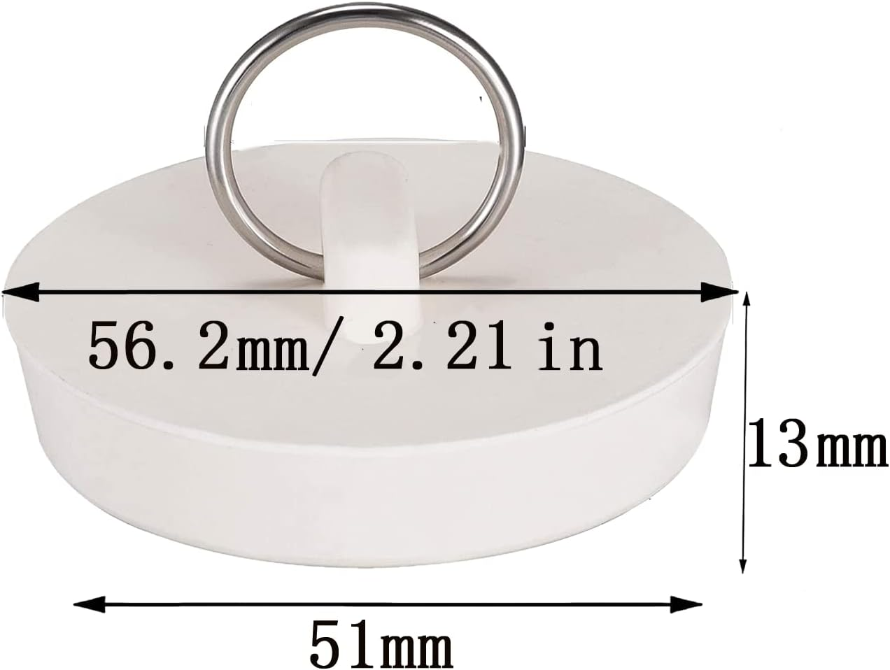Rubber Sink Plug, Drain Stopper White,Hanging Ring for Bathtub Kitchen and Bathroom 2Pcs (53-55.5Mm) image number 6