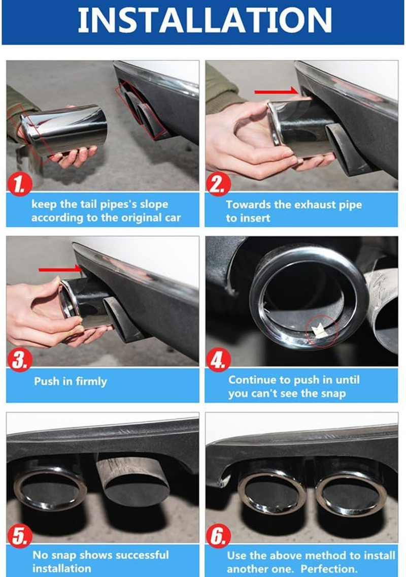 Polarlander Car Styling Stainless Steel Exhaust Muffler Tip Pipe for VW Volkswagen Jetta MK6 1.4T Golf 6 Golf 7 MK7 1.4T Silver image number 6