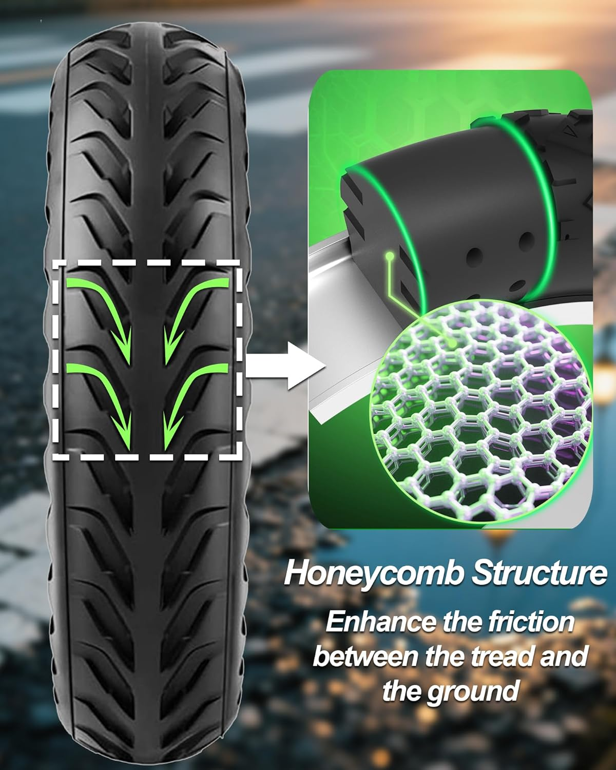 BABEJIA Pack of 2 50/75-6.1 E Scooter Tyres, 8.5 Inch Solid Rubber E-Scooter Tyres for Xiaomi 3 Lite/3/Pro 2/1S/M365 image number 5