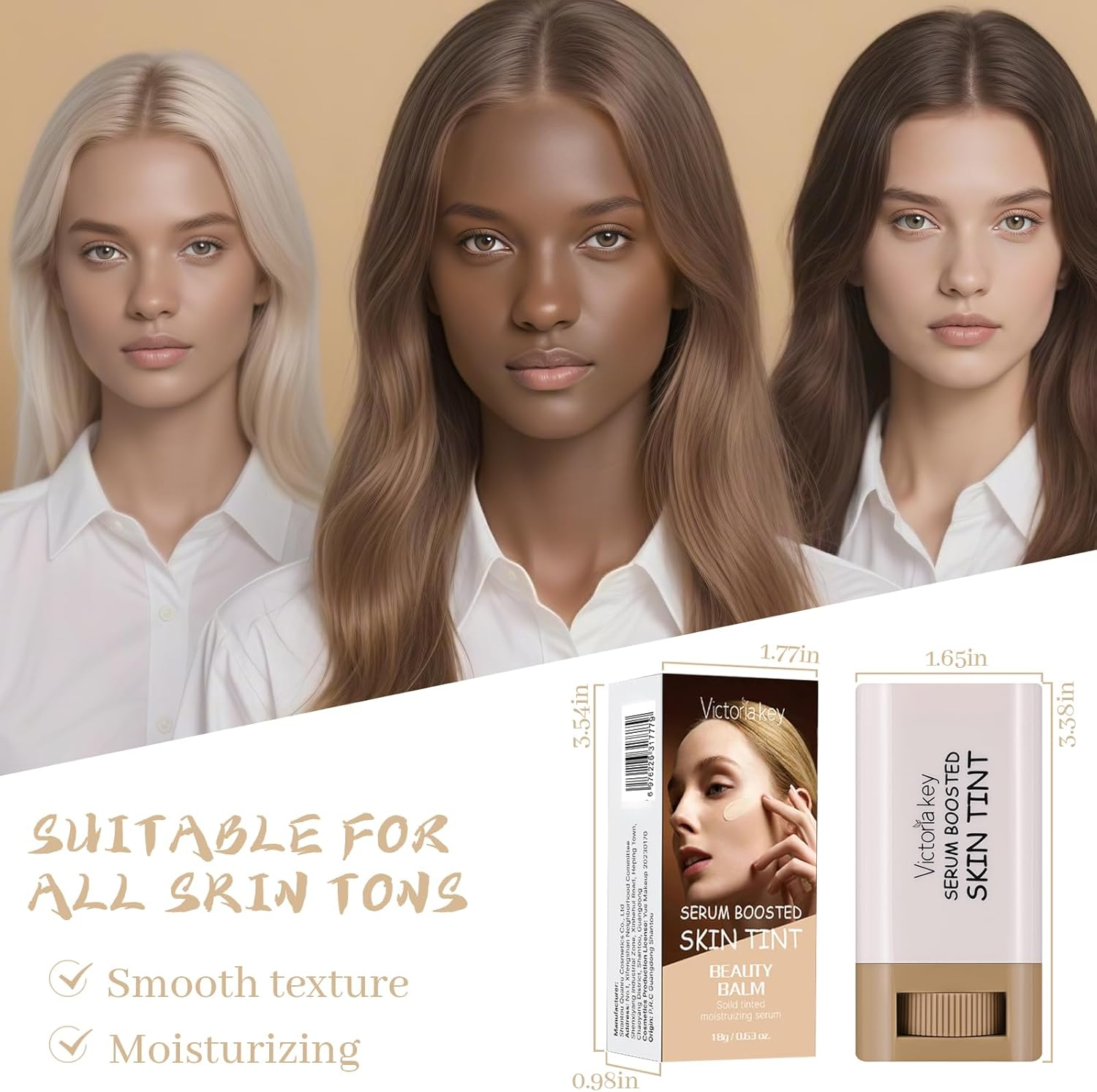 YBUETE Beauty Balm Serum Boosted Skin Tint,Foundation Stick Beauty Balm Serum Boosted Skin Tint Solid，Radiant and Dewy Finish,Solid Face Tinted Foundation for Women Natural Finish Makeup #6 image number 3