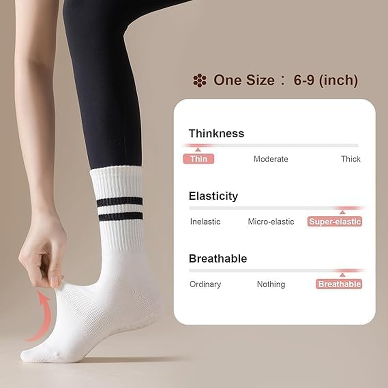 Yoga Pilates Socks with Grips for Women, Non Slip Grips Cotton Socks image number 3