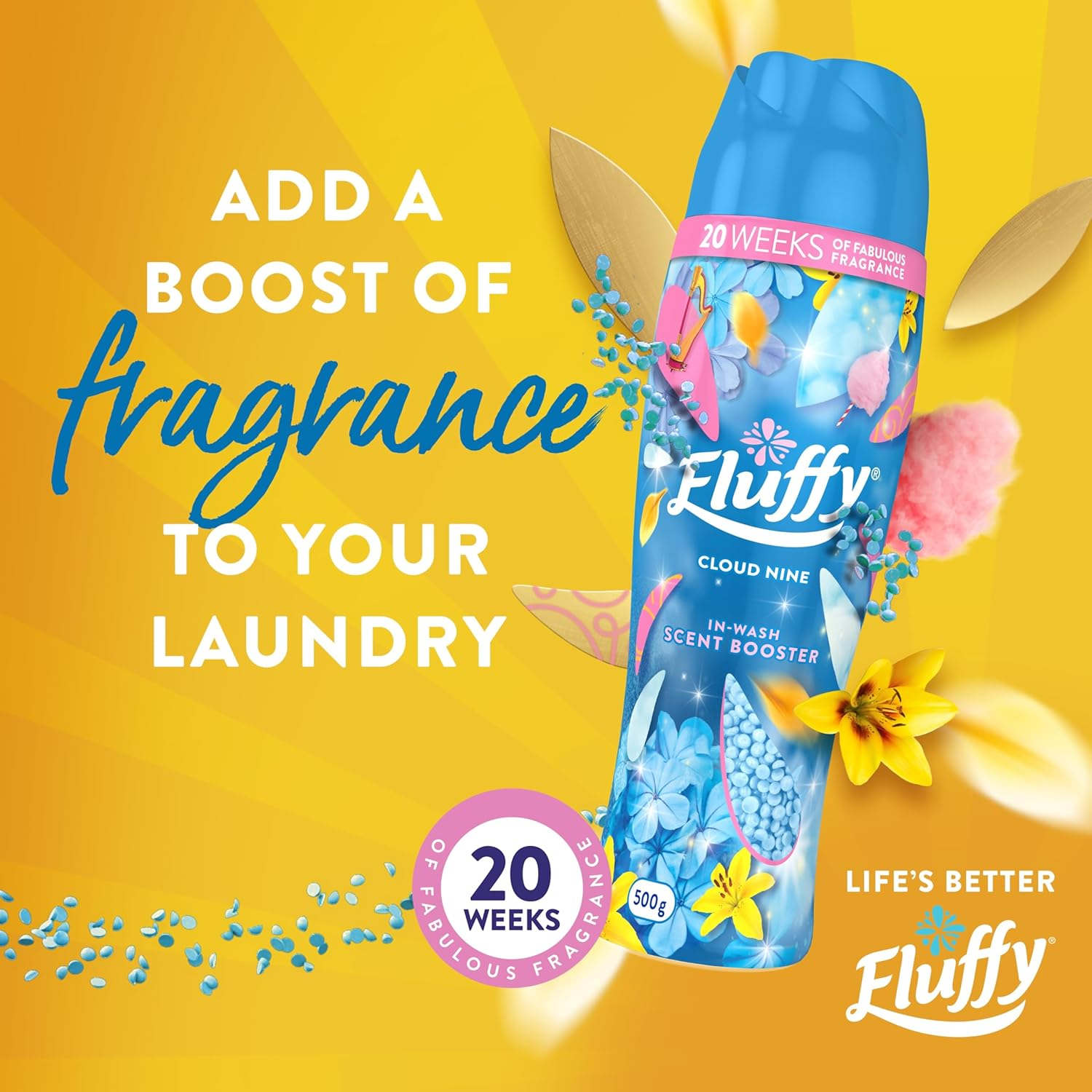 Fluffy Laundry In-Wash Scent Booster Beads, 500G, Cloud Nine, Long Lasting Freshness image number 5