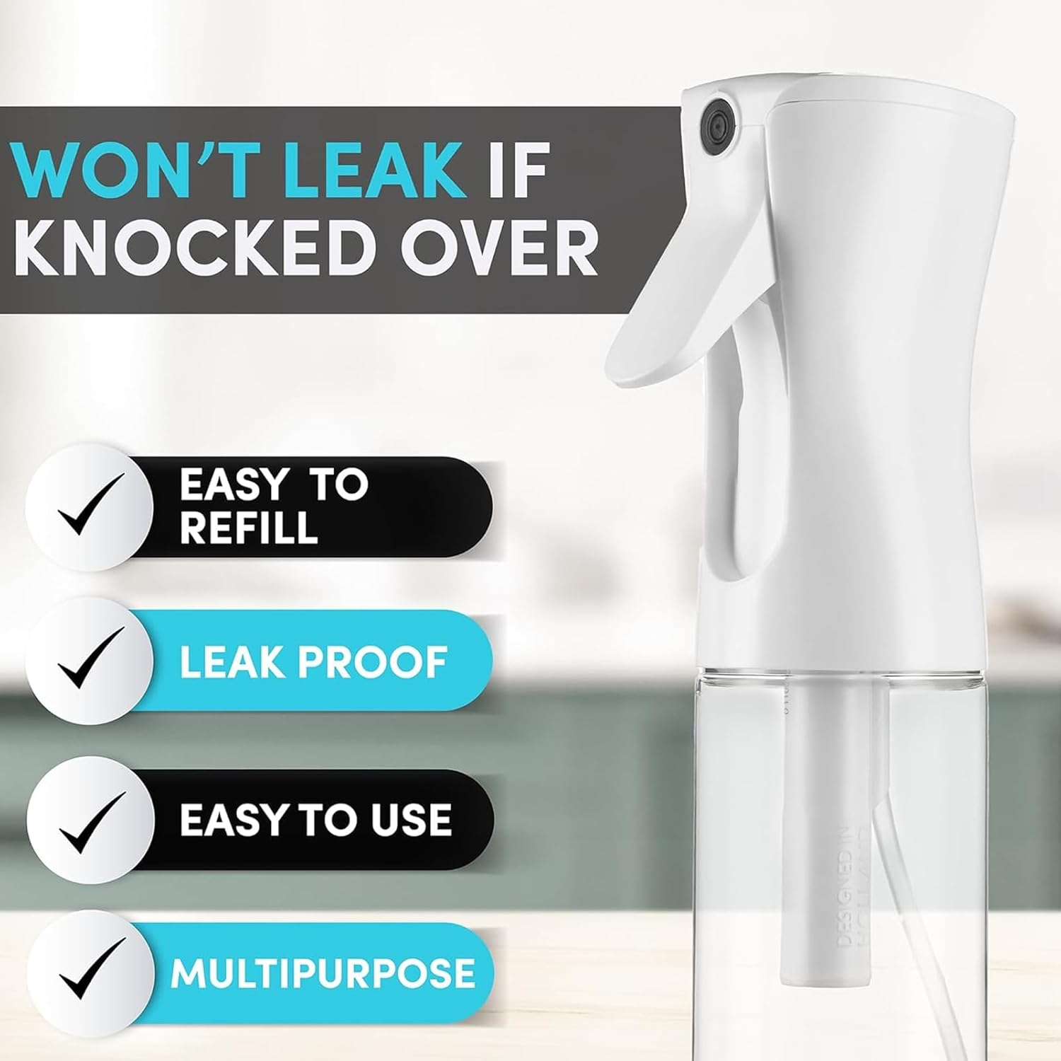 Weidllys Spray Bottle for Hair &ndash; Continuous Mister Spray Bottle for Hairstyling, Cleaning, Plants, Pets, Barbers, Salons, Essential Oil Scents (10 Ounce) image number 5