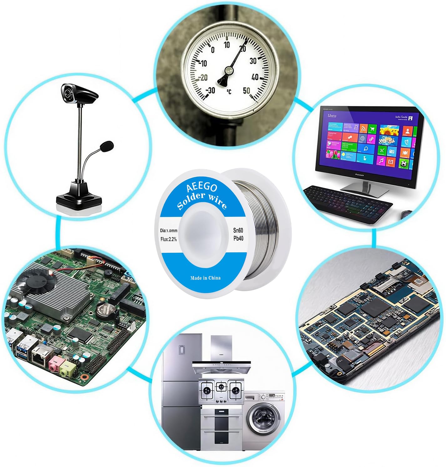 60/40 Tin-Lead Solder Wire (With Rosin Core) for Electrical Soldering 0.039" (1.0Mm-50G) image number 2