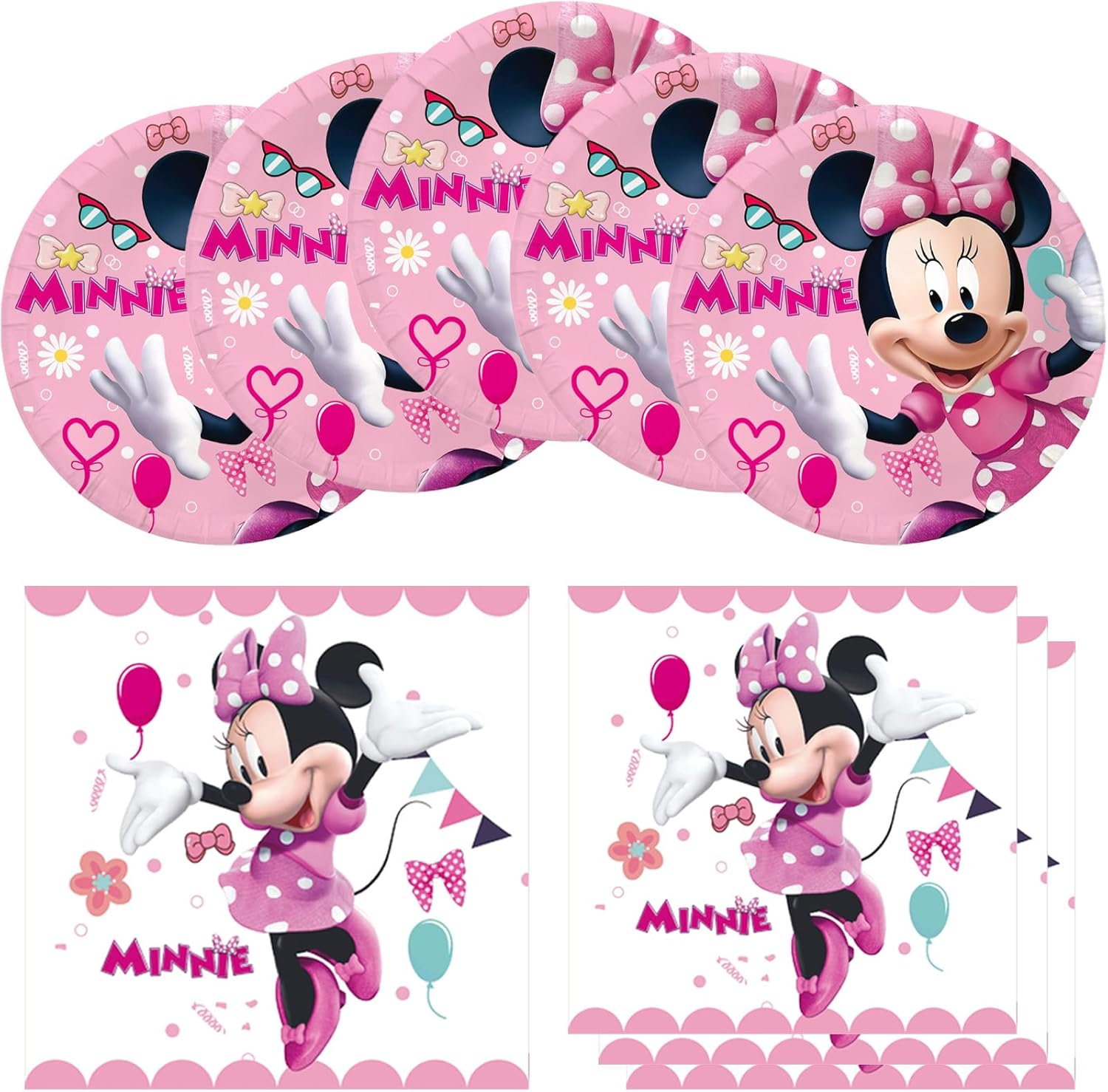 Minnie Birthday Party Supplies, Include 20 Plates and 20 Napkins, for Minnie Theme Birthday Party Decorations image number 2