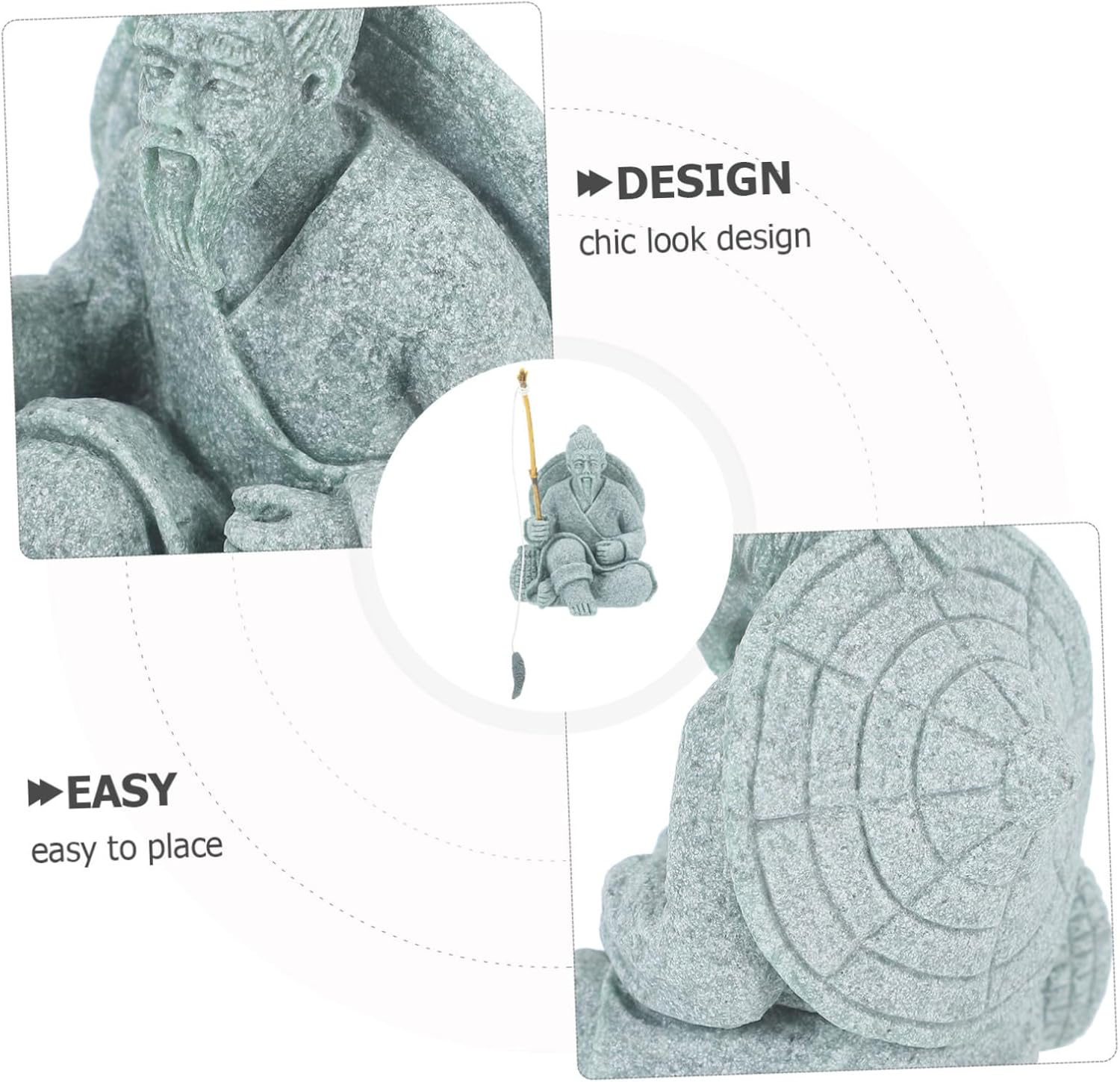 DECOMELODY Miniature Fisherman Statue for Fish Tank Decor Elegant Sandstone Ornament for Gardens Aquariums and Relaxing Spaces Charming Tea Pet Figurine image number 2