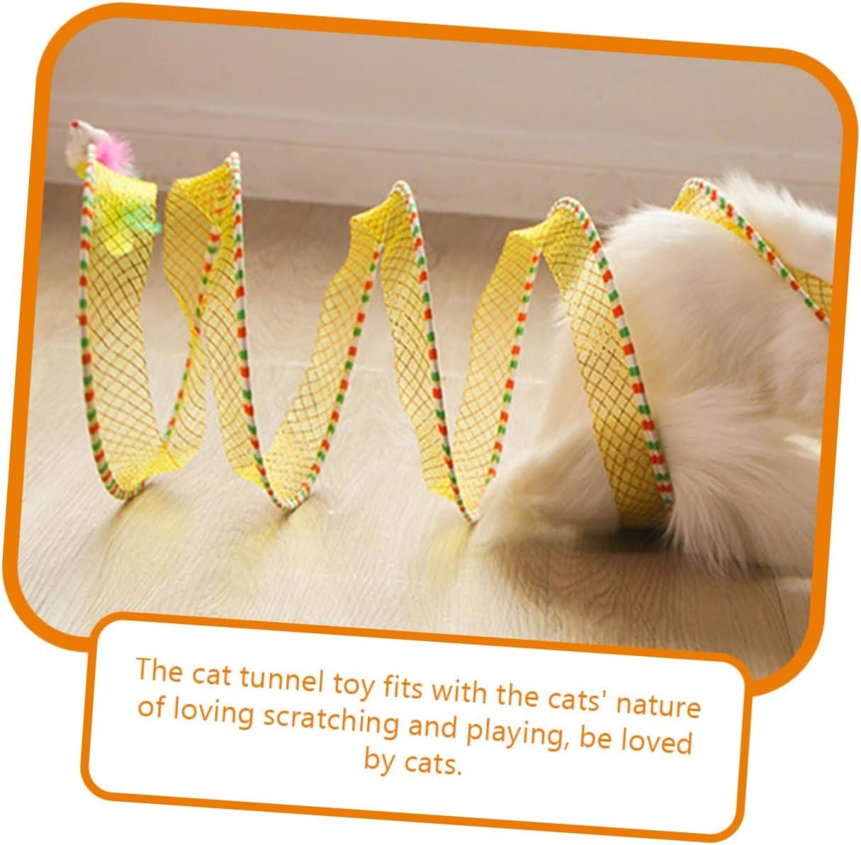 FOMIYES Cat Tunnel Toy 25Cm Spiral Folding Cat Tunnel Indoor Interactive Toys for Fun Indoor Fun and Exercise - Yellow image number 2