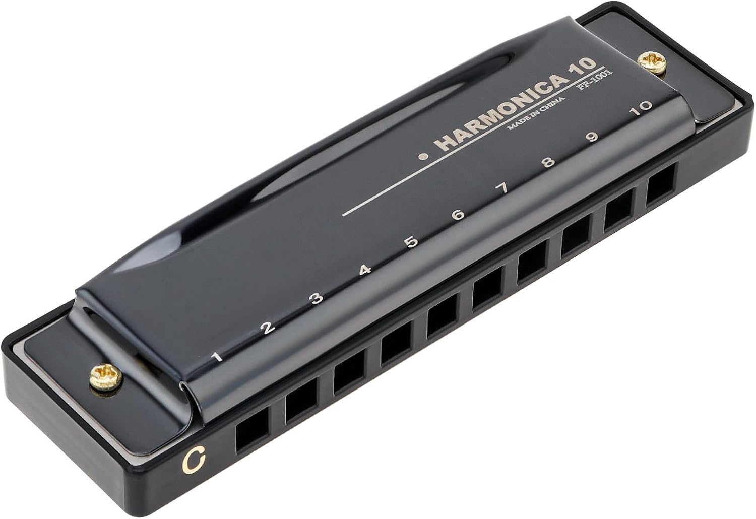 Origlam Blues Harmonica Harp Mouth Organ, 10 Holes C Button Harmonica for Beginners Friends Adults image number 1