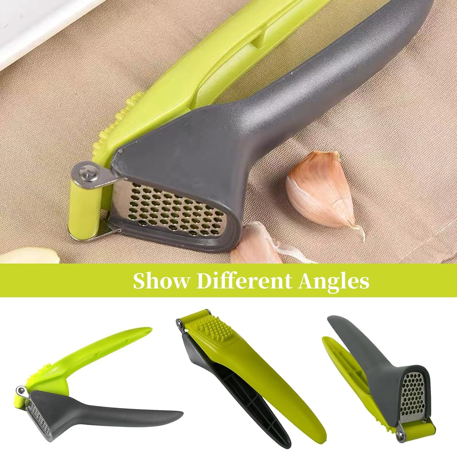 Professional Garlic Press, Rust-Resistant Stainless-Steel Mincer & Crusher, Convenient Efficient Manual Garlic Grinder, Kitchen Gadget for Fresh Ginger & Garlic, Easy-Clean, Dishwasher Safe (2 PCS) image number 5