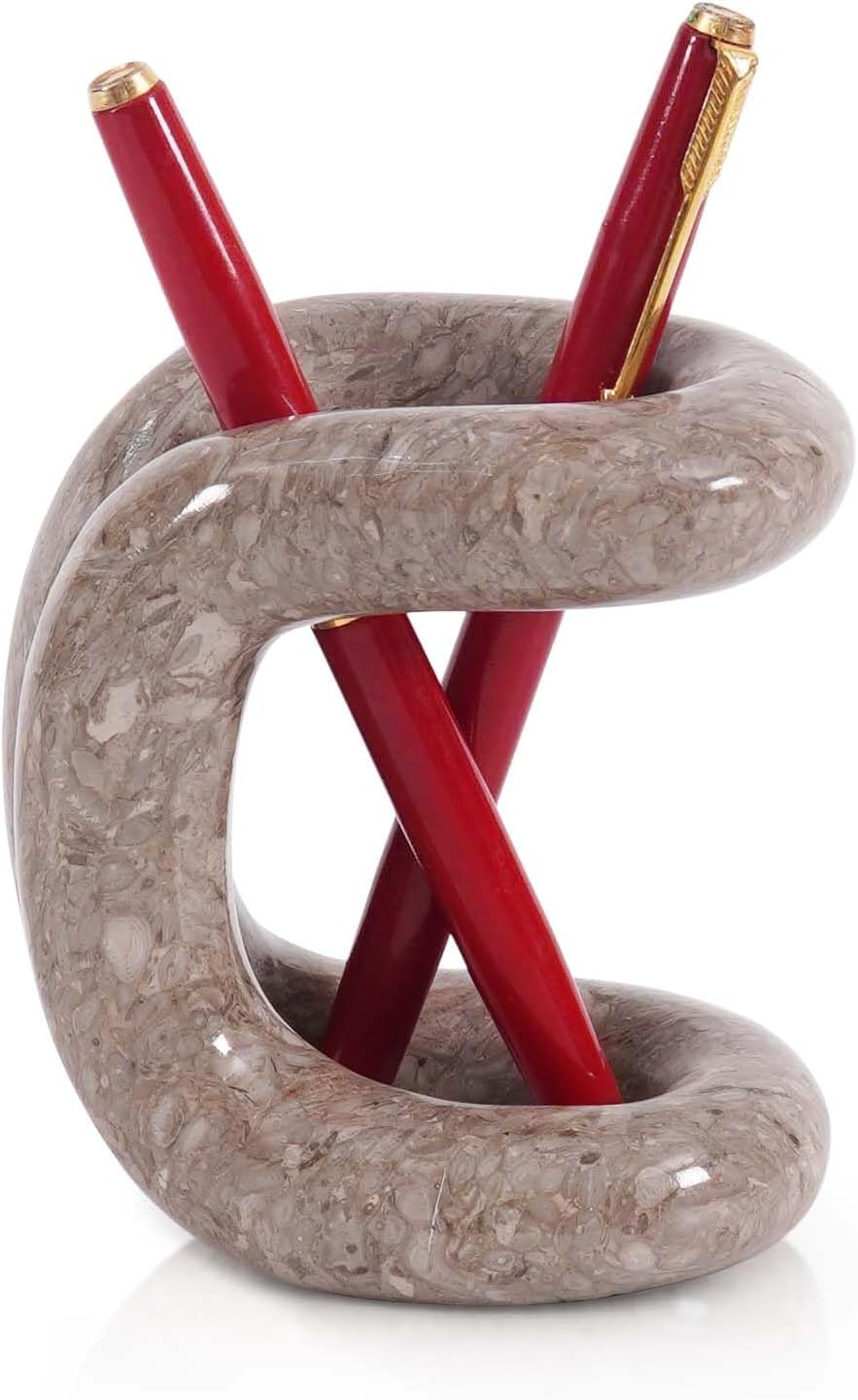 SPESHSTONES Marble Pen Holder for Desk 4 Inch White Pencil Holder for Desk Accessories & Workspace Organizers - Stone Stationary Holders for Office Decor - Pen Organizer for Gifts