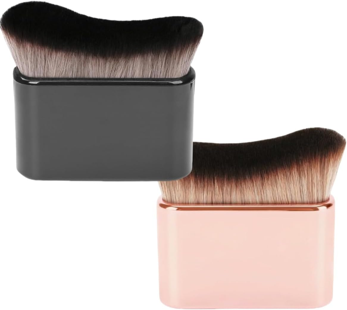 2 PCS Body Brush, Foundation, Blusher,Big Makeup Brushes，For Tanning, Leg Foundation, Fake Tan and Self Tanning Blending Brush(Black,Rose Gold) image number 2